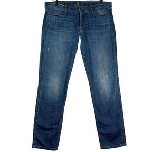7 For All Mankind Womens Josefina Skinny Boyfriend Jeans Size 31 Blue Button Fly